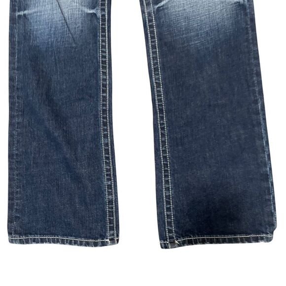 Affliction Premium Blake Jeans Mens 34 Relaxed Straight Distressed Denim Blue - Picture 5 of 8